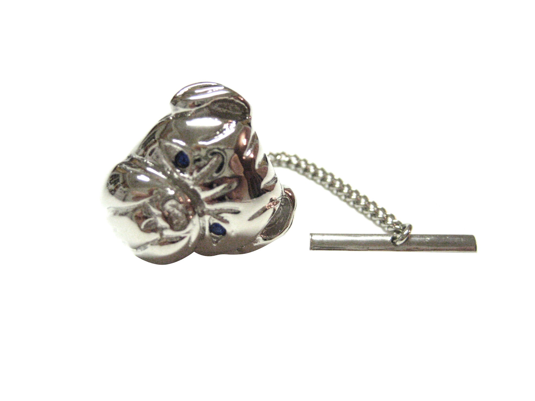 Bull Dog Head with Blue Eyes Tie Tack