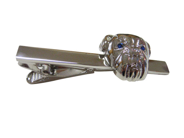 Bull Dog Head with Blue Eyes Tie Clips
