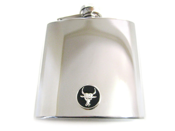 6 Oz. Stainless Steel Flask with Bull Pendant