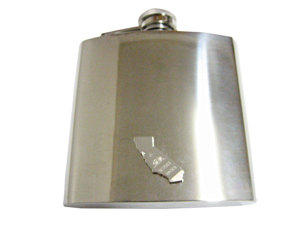 California State Map Shape and Flag Design 6 Oz. Stainless Steel Flask