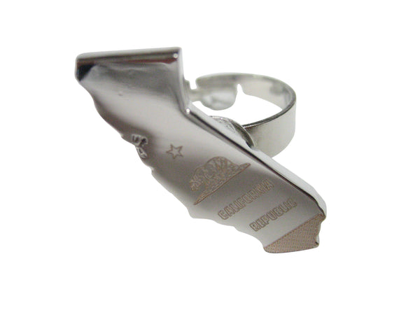 California State Map Shape and Flag Design Adjustable Size Fashion Ring