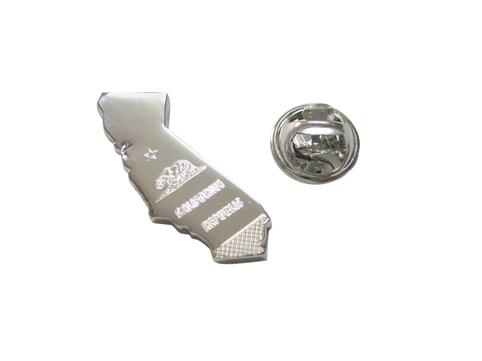 California State Map Shape and Flag Design Lapel Pin