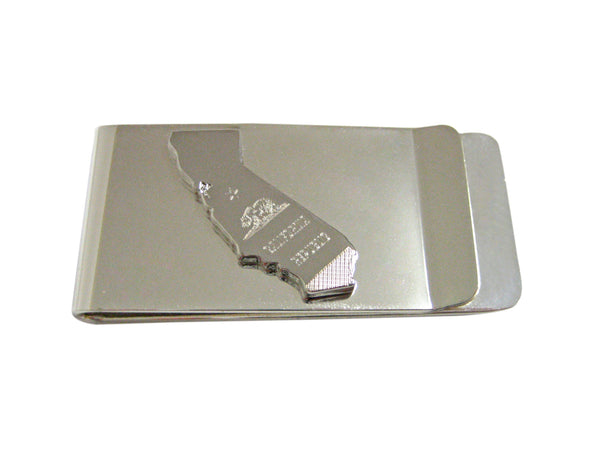California State Map Shape and Flag Design Money Clip