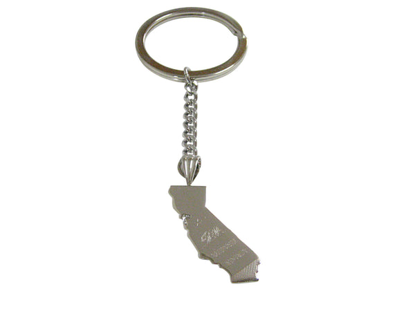 California State Map Shape and Flag Design Pendant Keychain