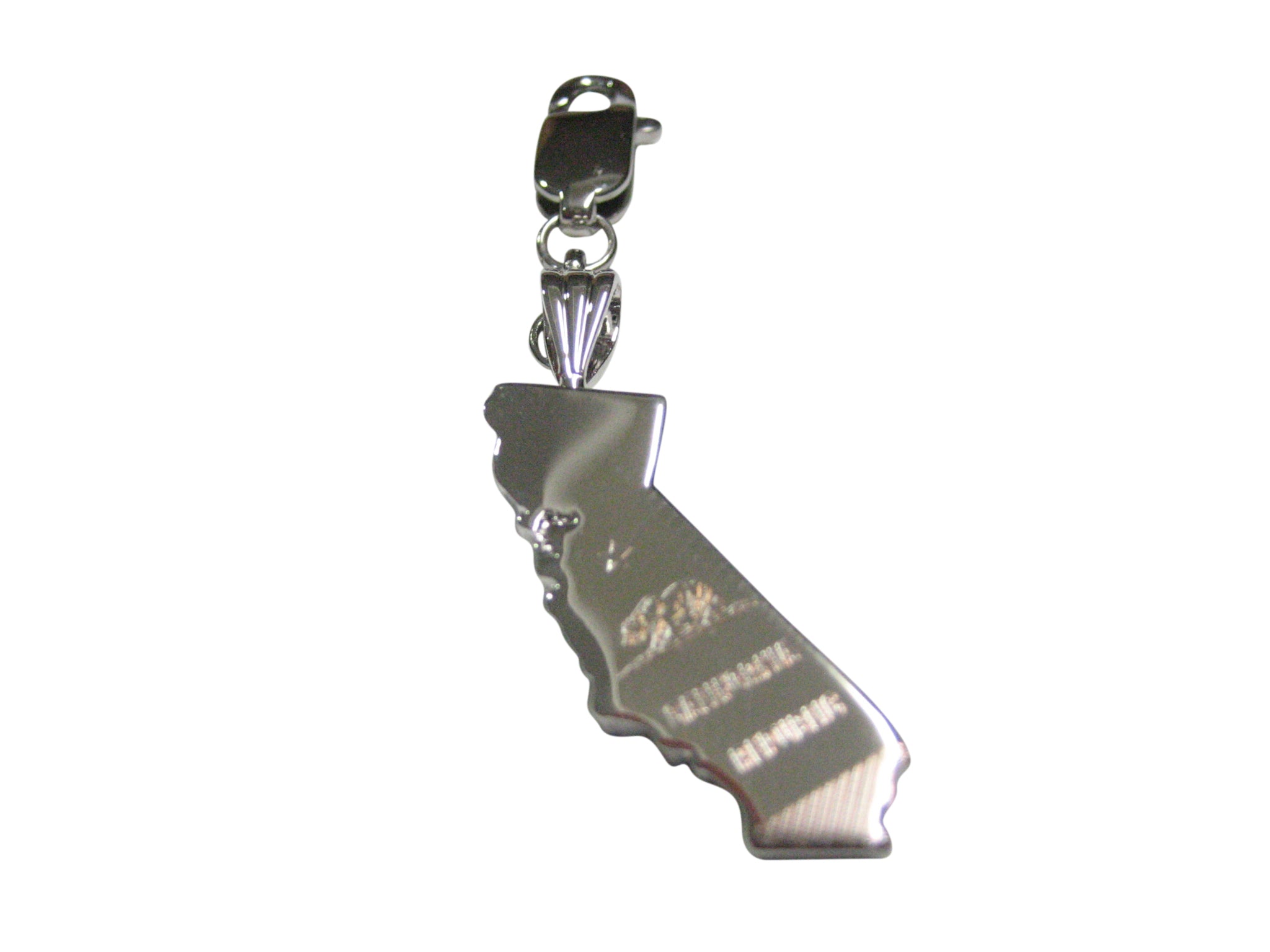 California State Map Shape and Flag Design Pendant Zipper Pull Charm