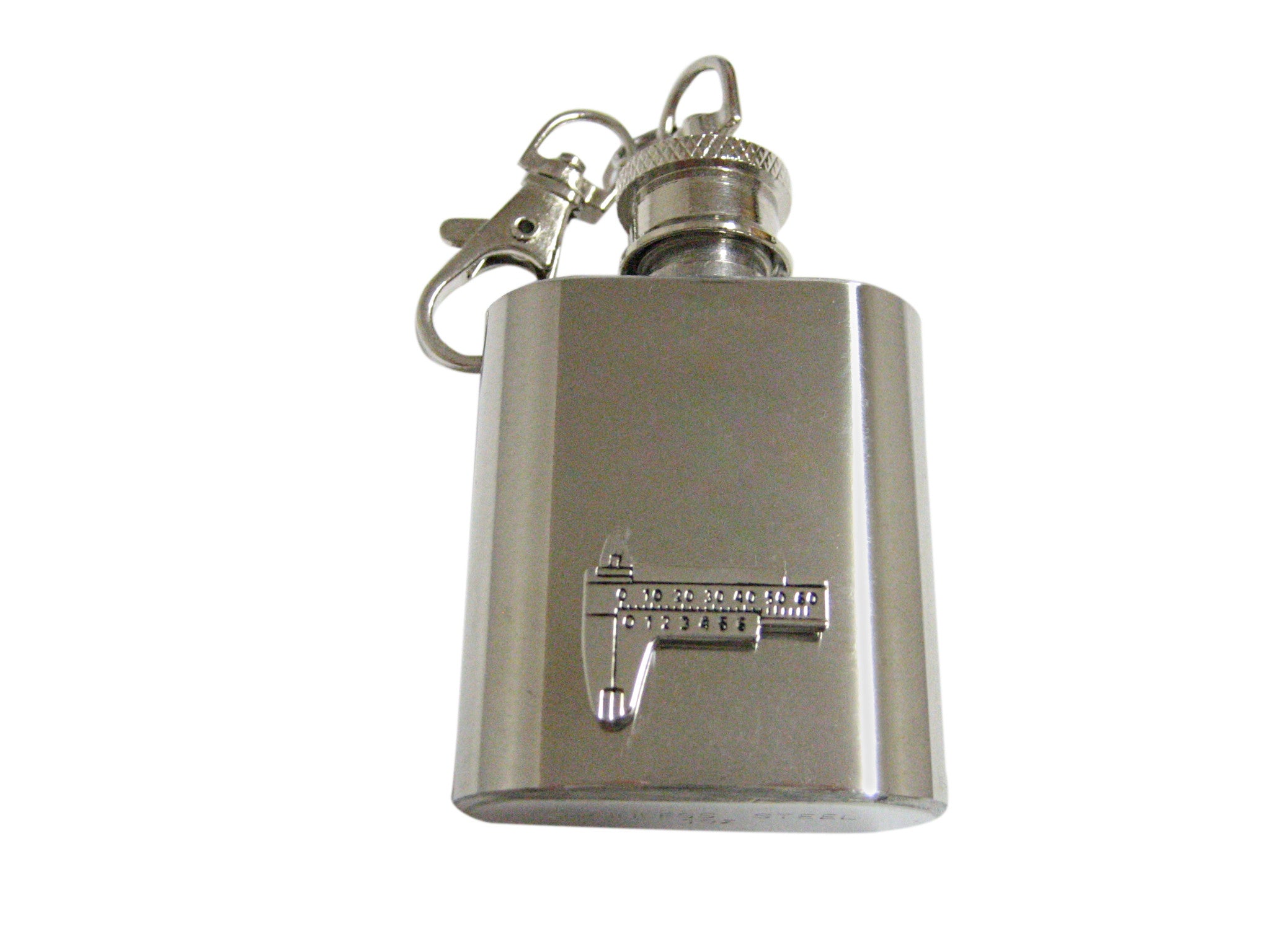 Caliper Measuring Tool 1 Oz. Stainless Steel Key Chain Flask