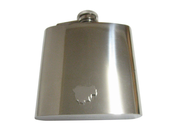 Cambodia Map Shape Pendant 6 Oz. Stainless Steel Flask