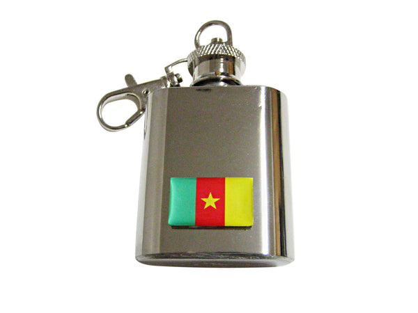 Cameroon Flag Pendant 1 Oz. Stainless Steel Key Chain Flask