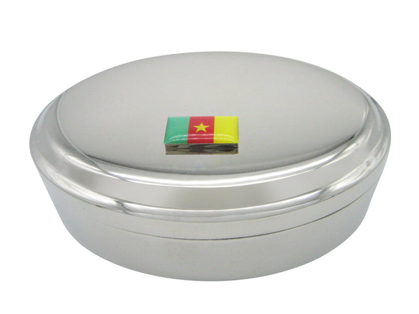 Cameroon Flag Pendant Oval Trinket Jewelry Box