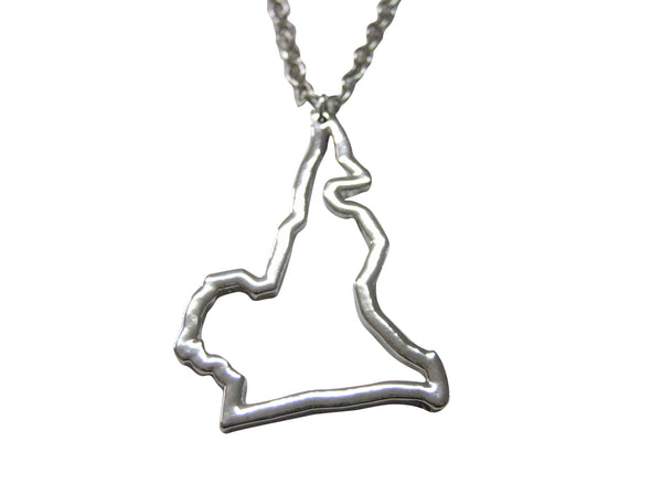 Silver Toned Cameroon Map Outline Pendant Necklace