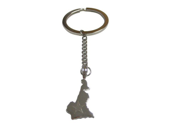 Cameroon Map Shape and Flag Design Pendant Keychain