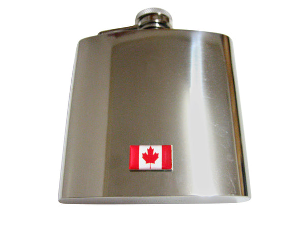 Canada Flag Pendant 6 Oz. Stainless Steel Flask