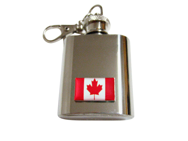 Canada Flag Pendant 1 Oz. Stainless Steel Key Chain Flask