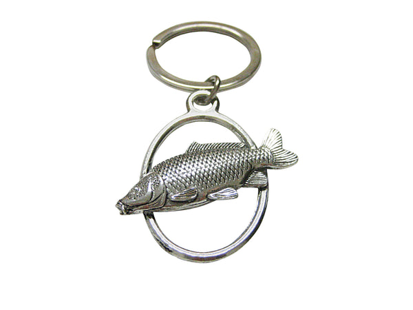 Carp Fish Oval Pendant Keychain