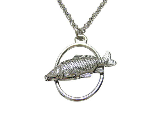 Carp Fish Oval Pendant Necklace