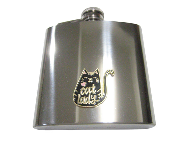 Cat Lady Black Cat 6oz Flask