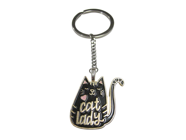 Cat Lady Black Cat Pendant Keychain