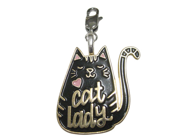 Cat Lady Black Cat Pendant Zipper Pull Charm