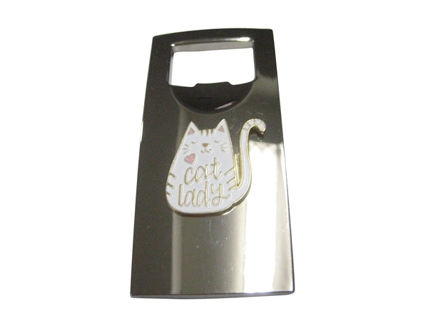 Cat Lady White Cat Bottle Opener