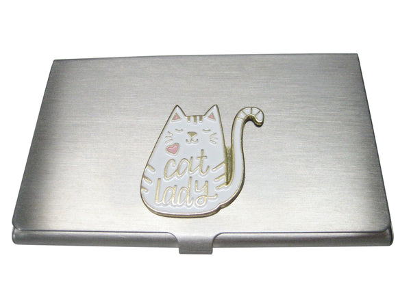 Cat Lady White Cat Business Card Holder