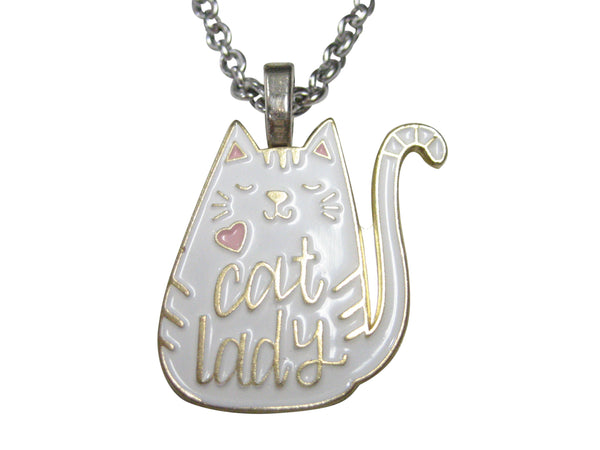 Cat Lady White Cat Pendant Necklace