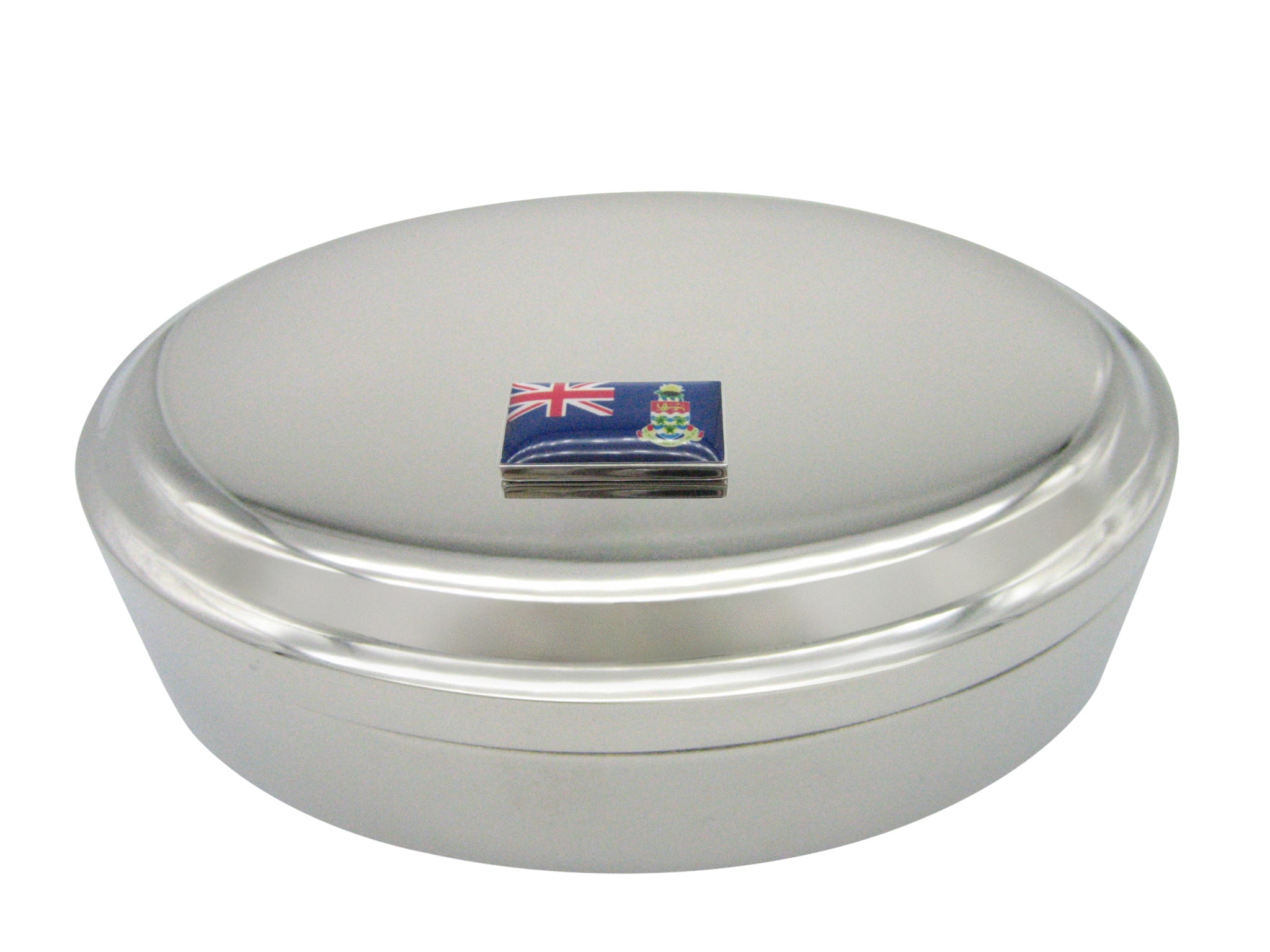Cayman Islands Flag Pendant Oval Trinket Jewelry Box