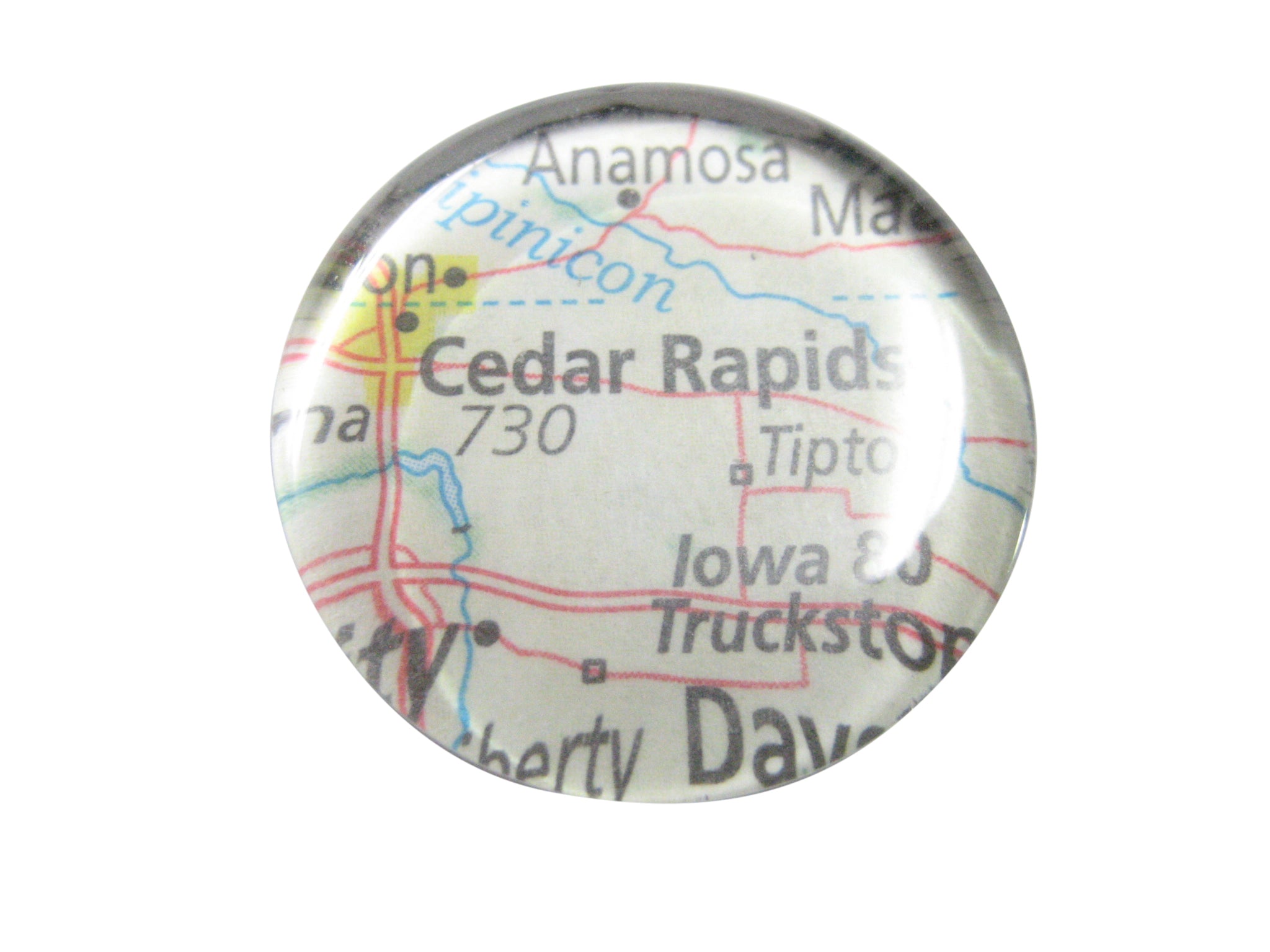 Cedar Rapids Iowa Map Pendant Magnet