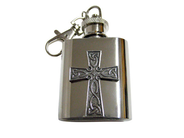 Celtic Design Large Cross 1 Oz. Stainless Steel Key Chain Flask