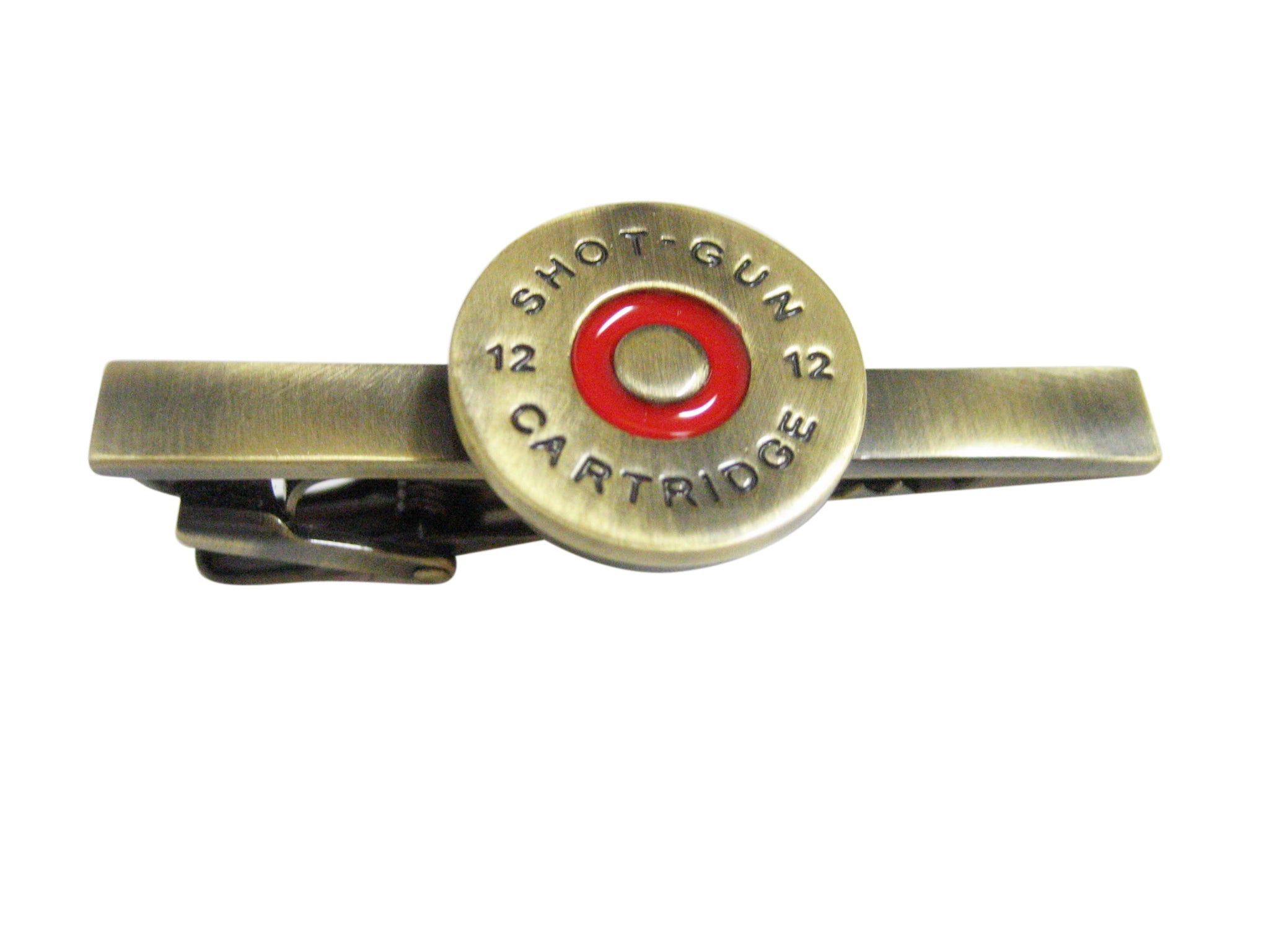 Centered Brass Toned Shot Gun Shell Tie Clips
