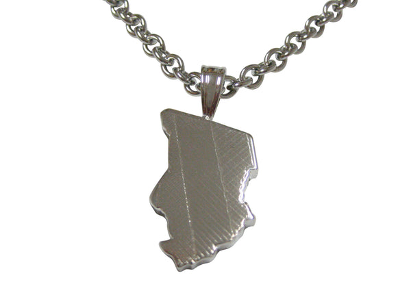 Chad Map Shape and Flag Design Pendant Necklace