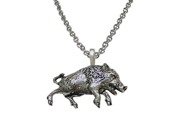 Charging Wild Boar Pendant Necklace
