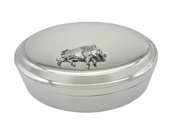 Charging Wild Boar Pendant Oval Trinket Jewelry Box