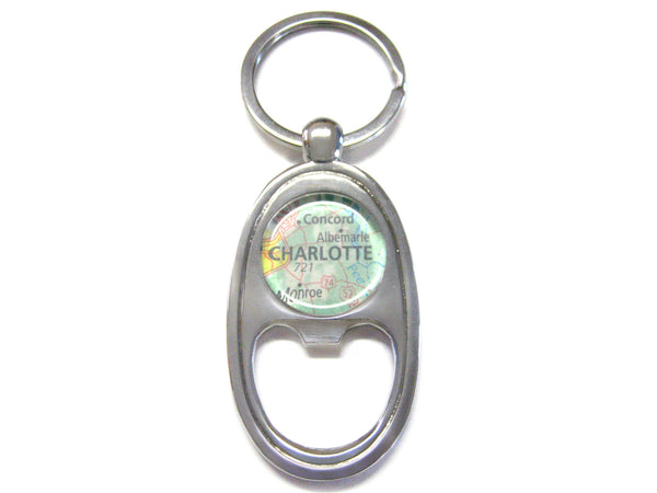 Charlotte North Carolina Map Bottle Opener Key Chain