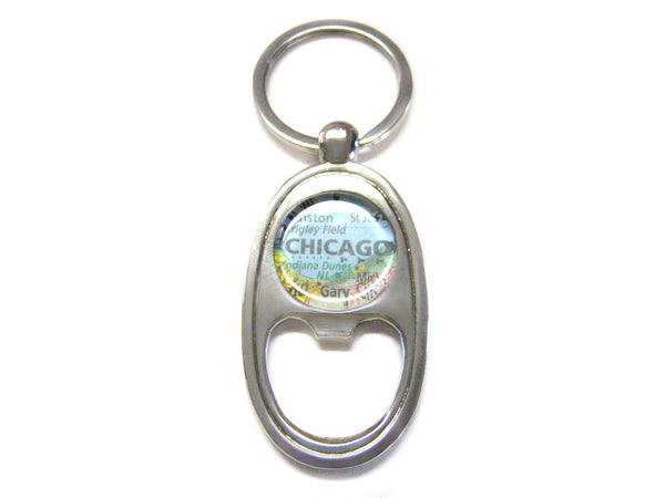 Chicago Illinois Map Bottle Opener Key Chain