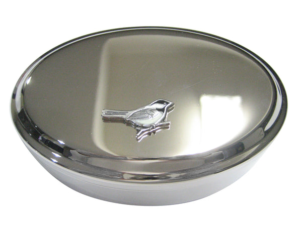 Chickadee Bird Oval Trinket Jewelry Box