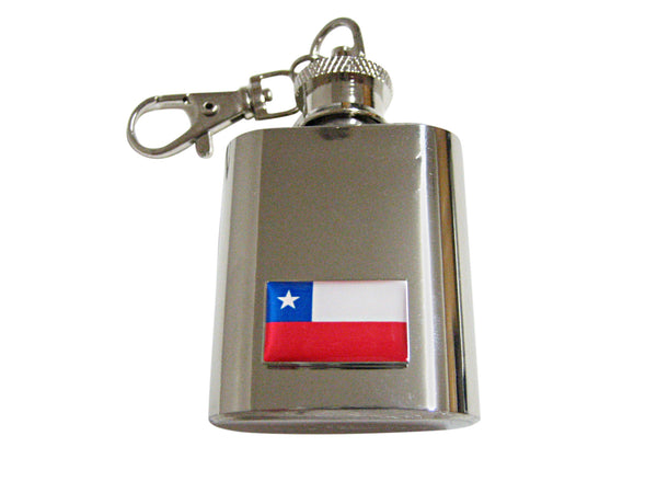 Chile Flag Pendant 1 Oz. Stainless Steel Key Chain Flask