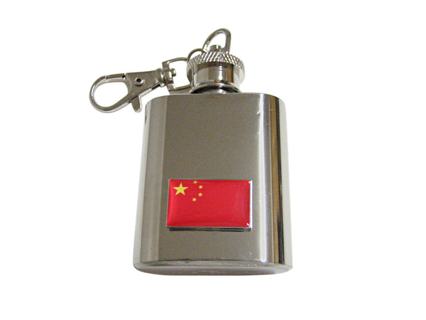 China Flag Pendant 1 Oz. Stainless Steel Key Chain Flask