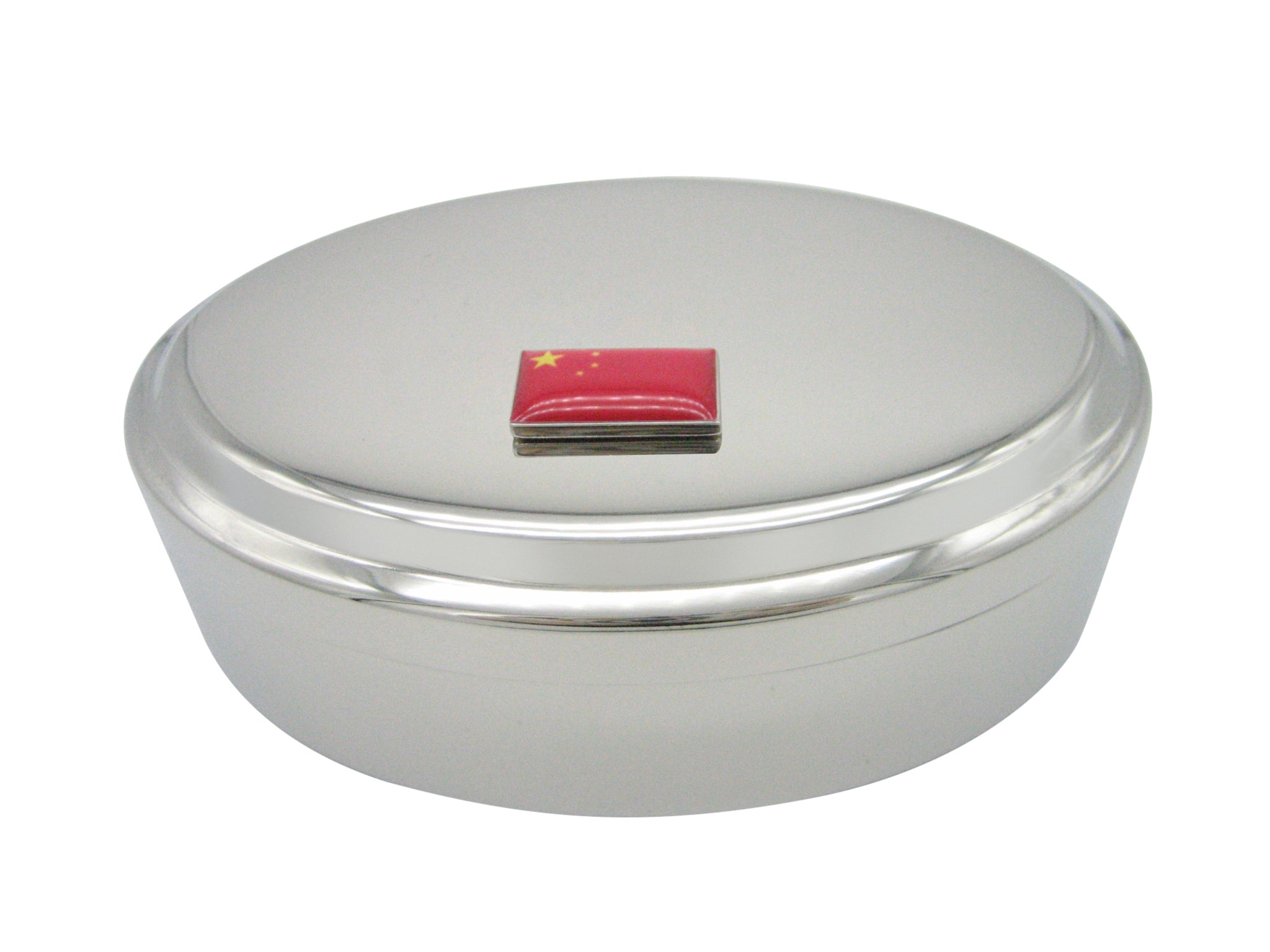 China Flag Pendant Oval Trinket Jewelery Box