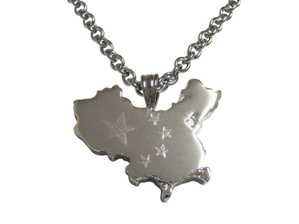 China Map Shape and Flag Design Pendant Necklace