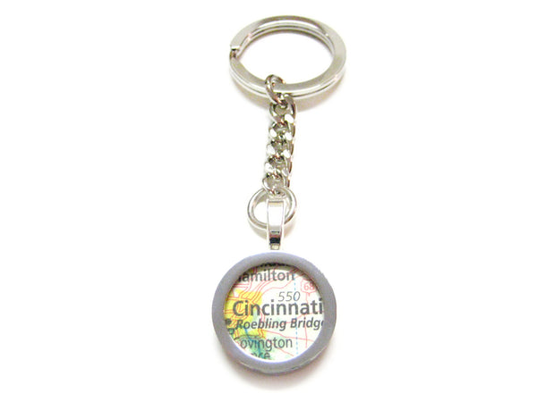 Cincinnati Ohio Map Pendant Keychain