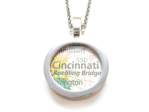 Cincinnati Ohio Map Pendant Necklace