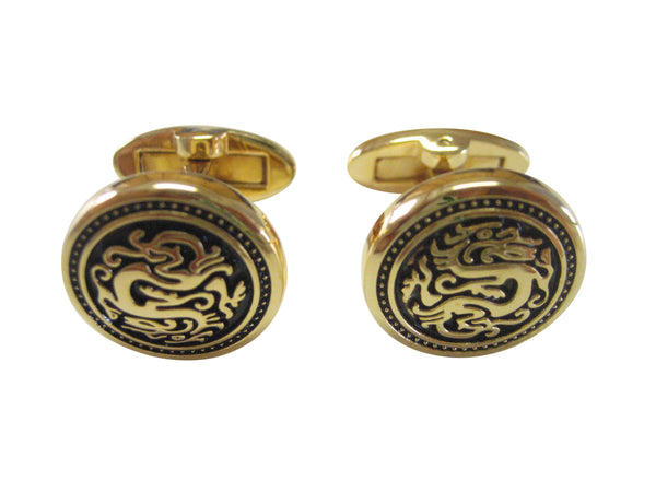Circle Golden Dragon Cufflinks