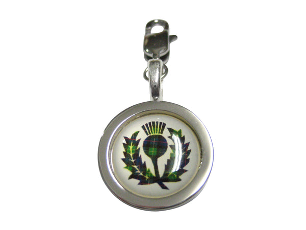 Circular Green Scottish Thistle Pendant Zipper Pull Charm