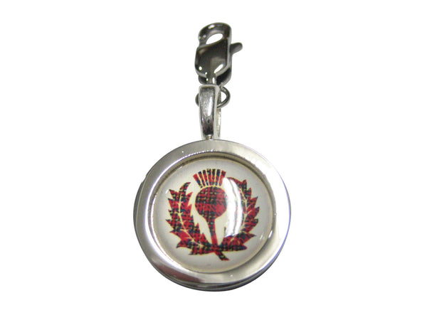Circular Red Scottish Thistle Pendant Zipper Pull Charm