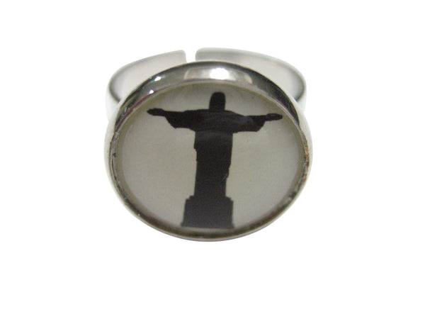Circular Christ The Redeemer Rio Statue Adjustable Size Fashion Ring