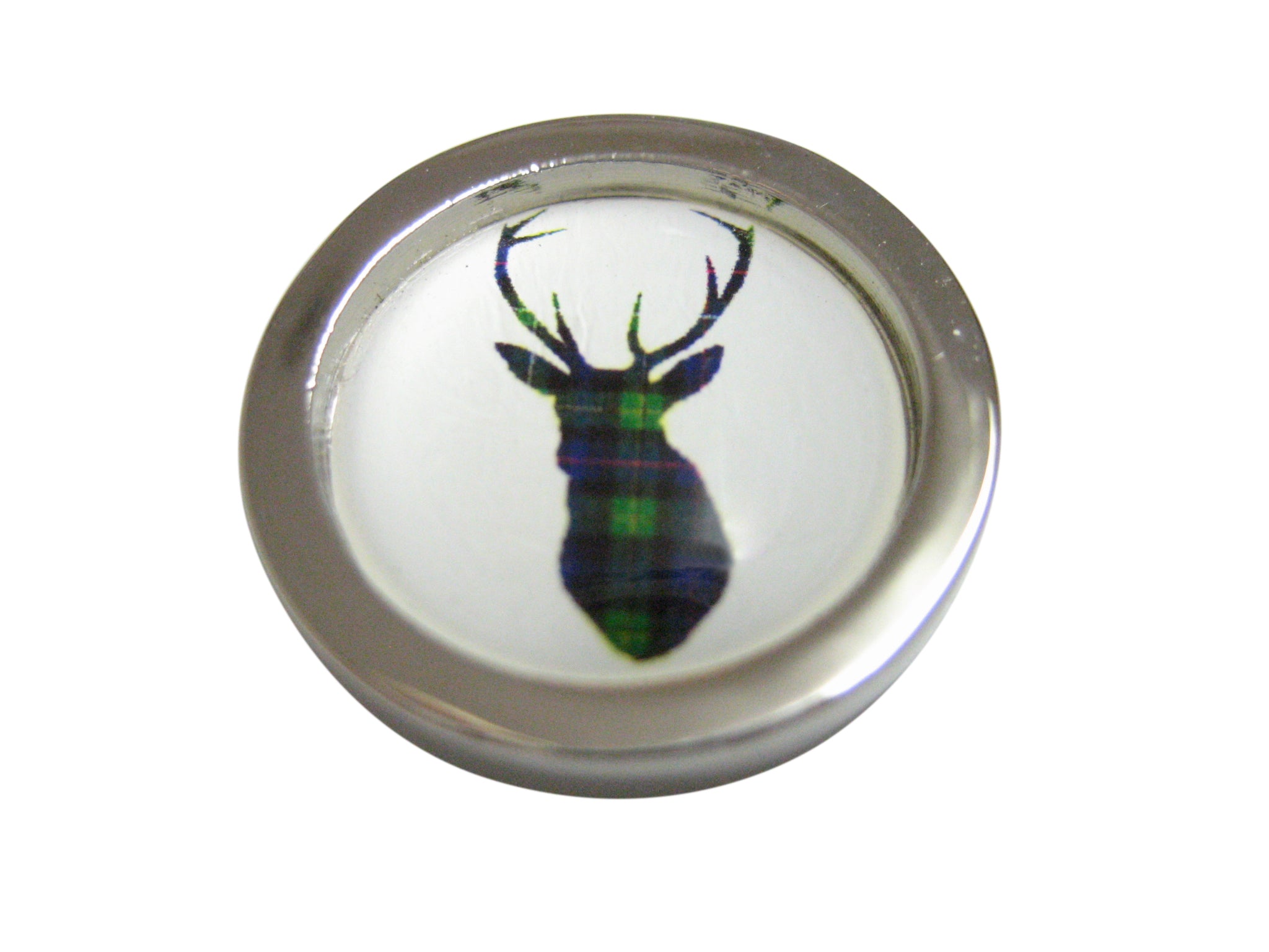 Circular Dark Green Stag Deer Head Pendant Magnet