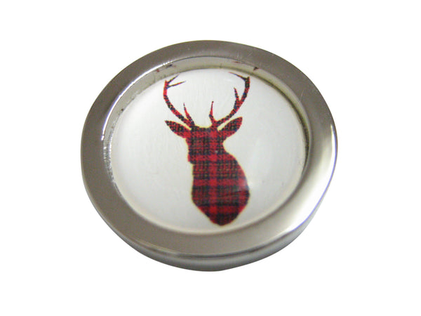 Circular Dark Red Stag Deer Head Pendant Magnet