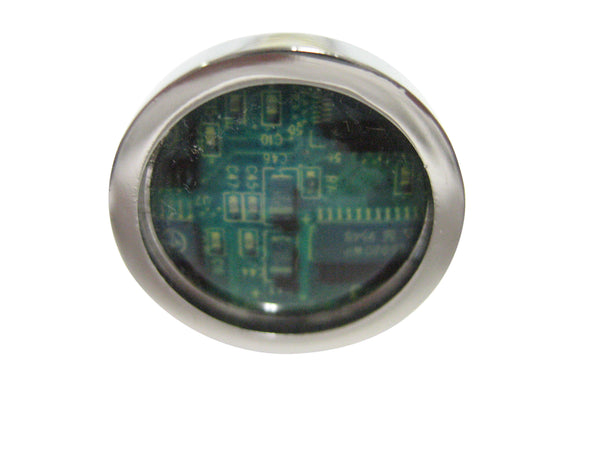 Circular Green Computer Circuit Adjustable Size Fashion Ring