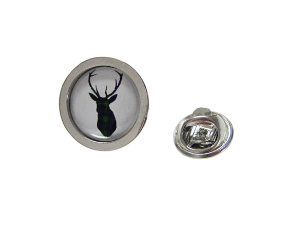 Circular Green Deer Head Lapel Pin