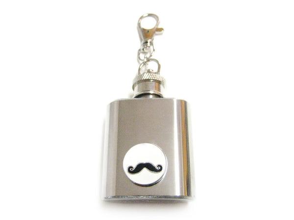 1 Oz. Stainless Steel Key Chain Flask with Circular Mustache Pendant
